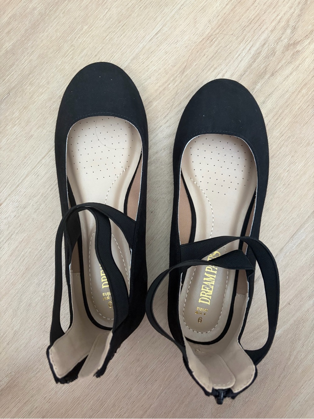 Black Ballet Flats with Ankle Straps